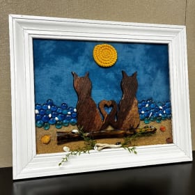 Handmade "Cats on Beach" Artwork item
