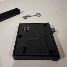 3-piece vintage black Corbin door set with key item