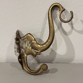 Vintage brass elephant coat hook item