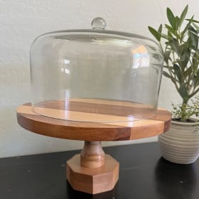 Artisan Hand Turned 10" Maple & Walnut Wood Stand w/Dome item