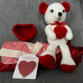 Crochet Bear & Heart Blanket item