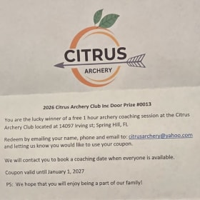 Citrus Archery Certificate item