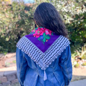 Small Triangle Keffiyeh - Purple Floral Center item