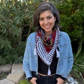Small Triangle Keffiyeh - Burgundy Red Floral Center item