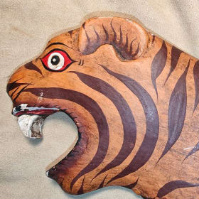 Handmade wood Bengal Tiger hanging wall peg rack item
