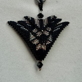 Hand Beaded Pendant & Antique Chain item