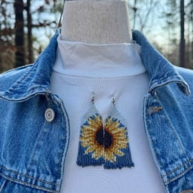 Hand Beaded Sunflower Earrings item
