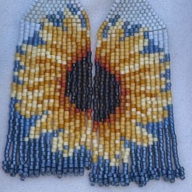 Hand Beaded Sunflower Earrings item