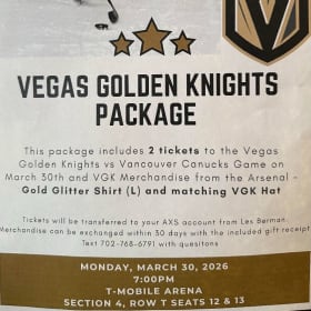 🏒 2 Tickets to See the Vegas Golden Knights + Swag item