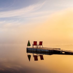 Brouillard matinal au Lac Paquin 14x20 Papier item