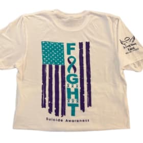Photo of White w/ Flag on Back - SIZE SMALL
