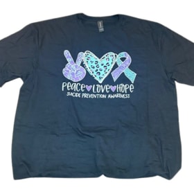 Photo of PeaceHopeLove w/"suicide prevention awareness" - SIZE SMALL