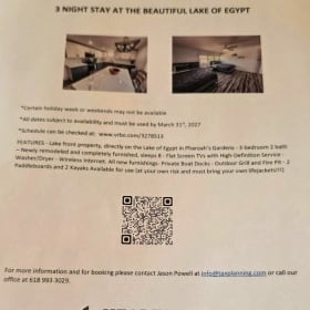 3 Night Stay at Lake of Egypt item