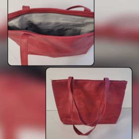 Elegant Red Faux Leather Thirty-One Tote Bag item