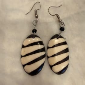 Bone black and white earring (item 58) item