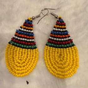 Yellow beaded earring (item 59) item