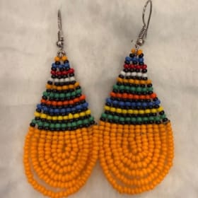 Orange beaded earring Kenya (item 65) item