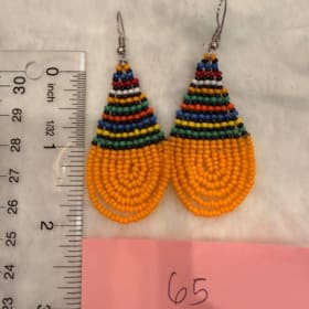 Orange beaded earring Kenya (item 65) item
