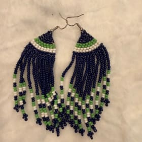 Seahawk beaded earring white accent (item 66) item