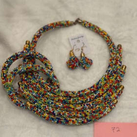 Beaded bracelet, earring, and necklace (item 72) item