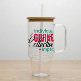 40 oz. Glass Tumbler w/Bamboo lid and Straw item
