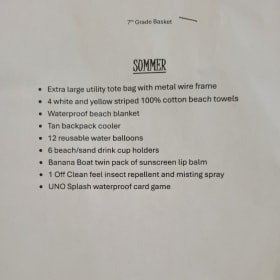 7th Grade Summer Basket item