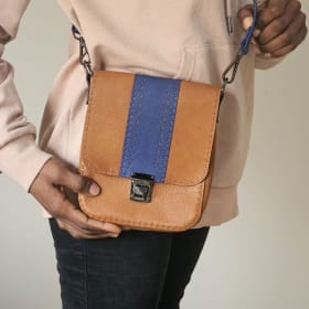 Brown and blue cross-body phone purse (slightly wider) item