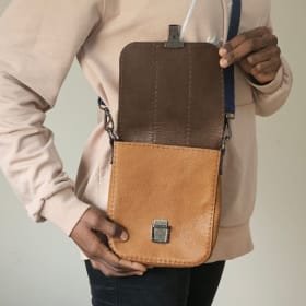 Brown and blue cross-body phone purse (slightly wider) item