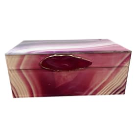 Decorative Custom Square Marbled Jewelry Box w/ Agate Stone item