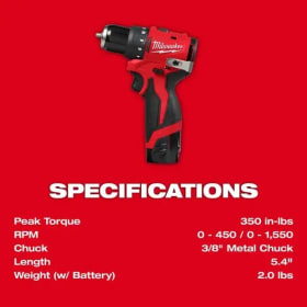 Milwaukee M12 subcompact drill item