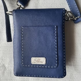 Blue cross-body "phone purse" item