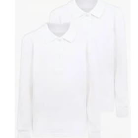 NON LOGO White Long Sleeved Polo 7-8 years x 2 GIRLS item