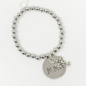 Silver Beaded Bracelet (size 7) item