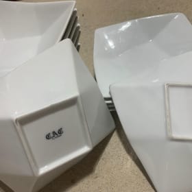 Square, white plates or shallow bowls--Lot of 13 item