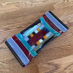 Glass Art Platter "Luminous Woven Jewels" item