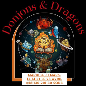 D&D – 31 mars, 14 et 28 avril @18h30-20h30 SORB item