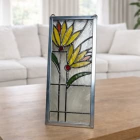 #88 Handcrafted Stained Glass Panel 4.5" x 13" item