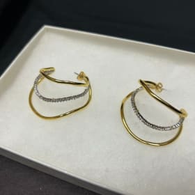Diamond and Gold Hoop Earrings item