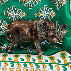 Large Wooden Elephant and brass Elephant cuff bracelet item