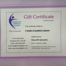 Dream Elite Gymnastics Academy Certificate item