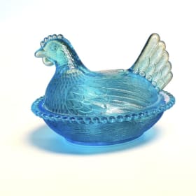 Horizon Blue Indiana Glass Hen on Nest Covered item