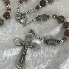 Olive Sacred Heart Rosary – First strung on Soft Flex Wire! item