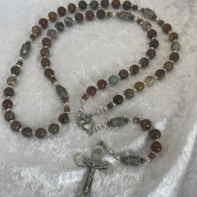 Olive Sacred Heart Rosary – First strung on Soft Flex Wire! item