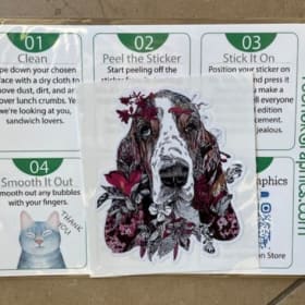 Sticker - Purple & Pink Basset Head item