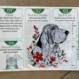 Sticker - Orange and Green Basset Head item
