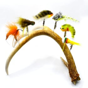 6 Unique Hand-tied Bass Flies with Unique Antler Mount item