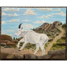 Skipping Mountain Goat - Original Painting item