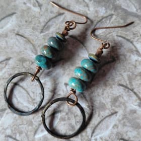Handmade Calsilica Blue Jasper earrings item