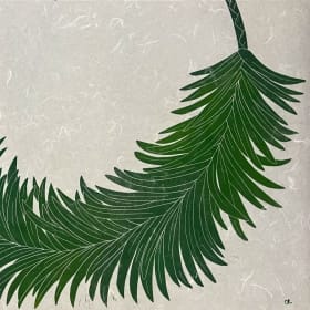 "Koa Lei" - Green Orignal Linocut by Catie Lehman item