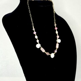 Blush Beaded Necklace & Earring Set item